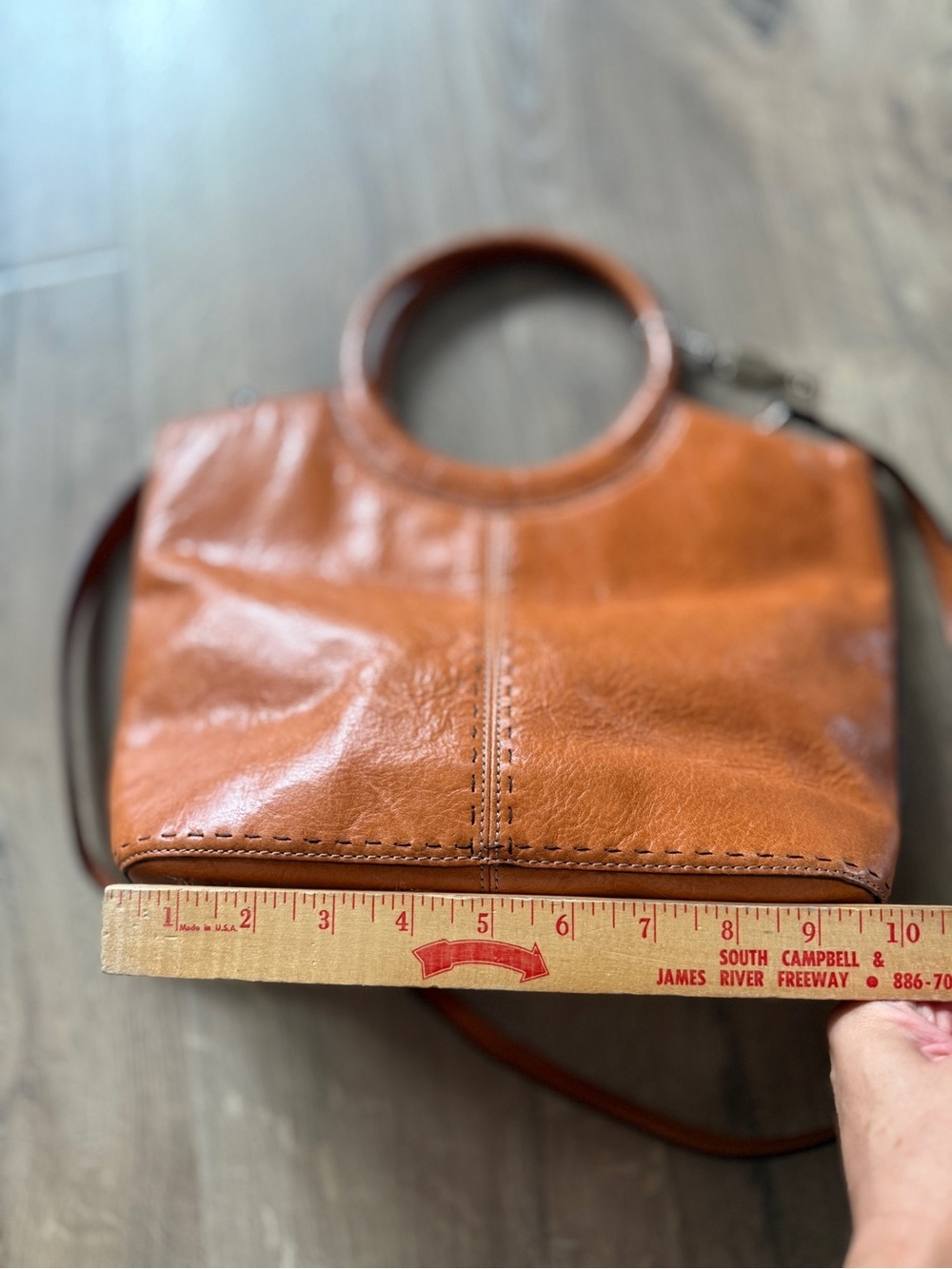 Vintage Fossil Brown Leather Circle-Handle Shoulder Bag - Picture 11 of 15
